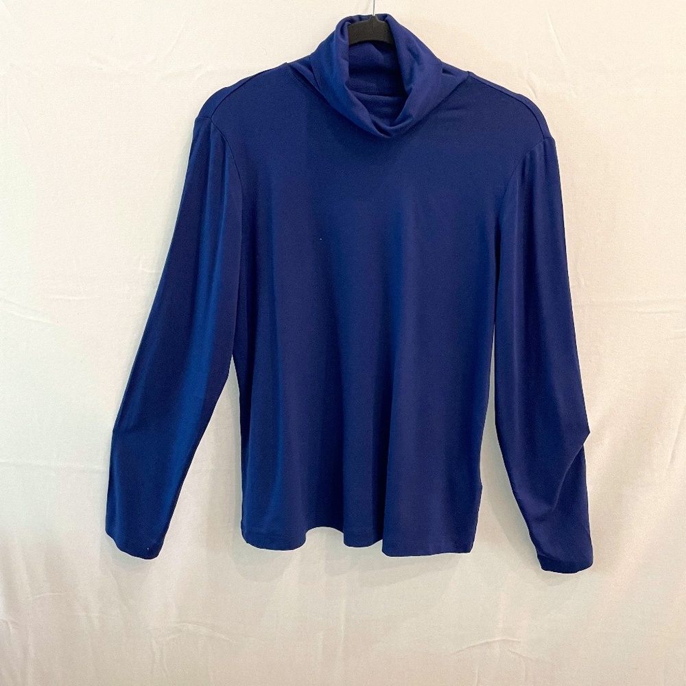 CHICO'S Women's Size 1 Medium Royal Blue Long Sleeve Turtleneck